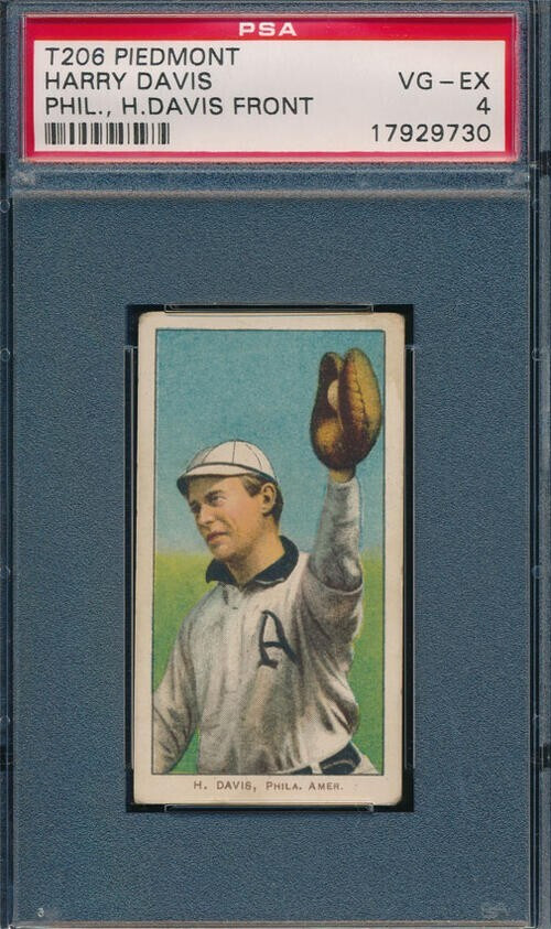 1910 T206 PIEDMONT 350 - HARRY DAVIS, PHIL. - PSA 4 VG-EX 