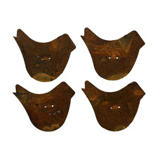 Set/8 Primitive Rusty Tin Bird Buttons Cutouts Cutout Birds 2 1/8" Ornaments