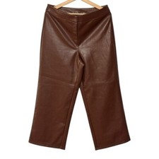 NEW Bagatelle Brown Faux Leather Pant High Rise Crop Straight Leg M Bikercore