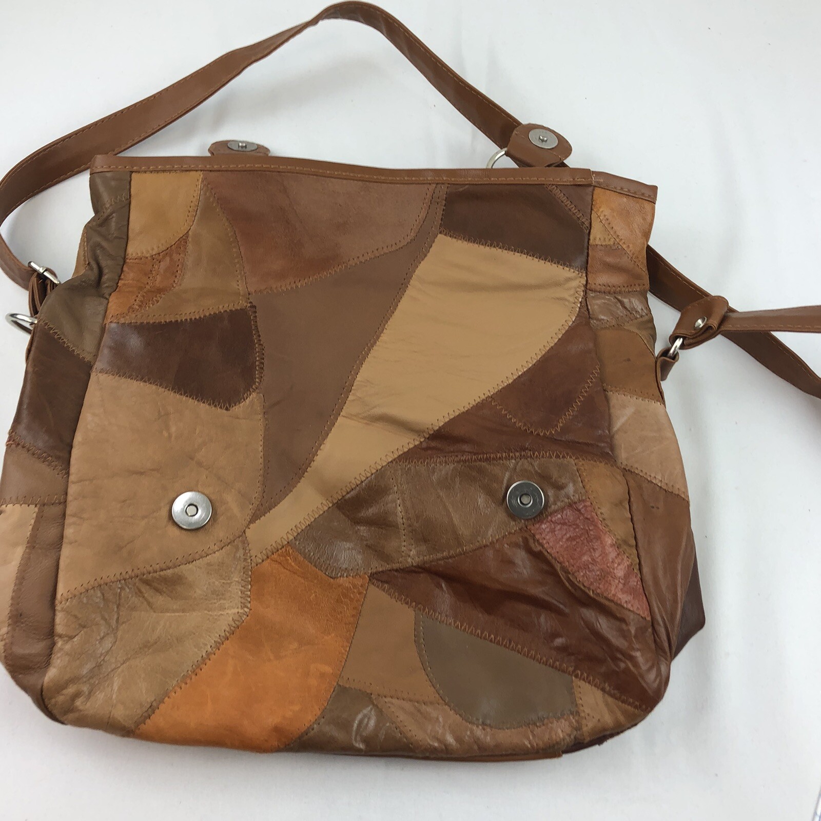 leather flap purse patchwork pattern Vintage - image 6