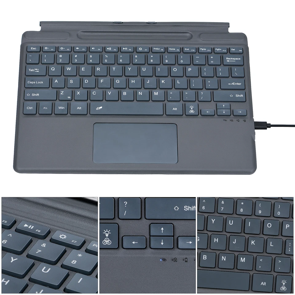 For Microsoft Surface Pro 11 10 9 8 7 6 5 4 X Rechargeable Detachable Keyboard - Image 3 of 4