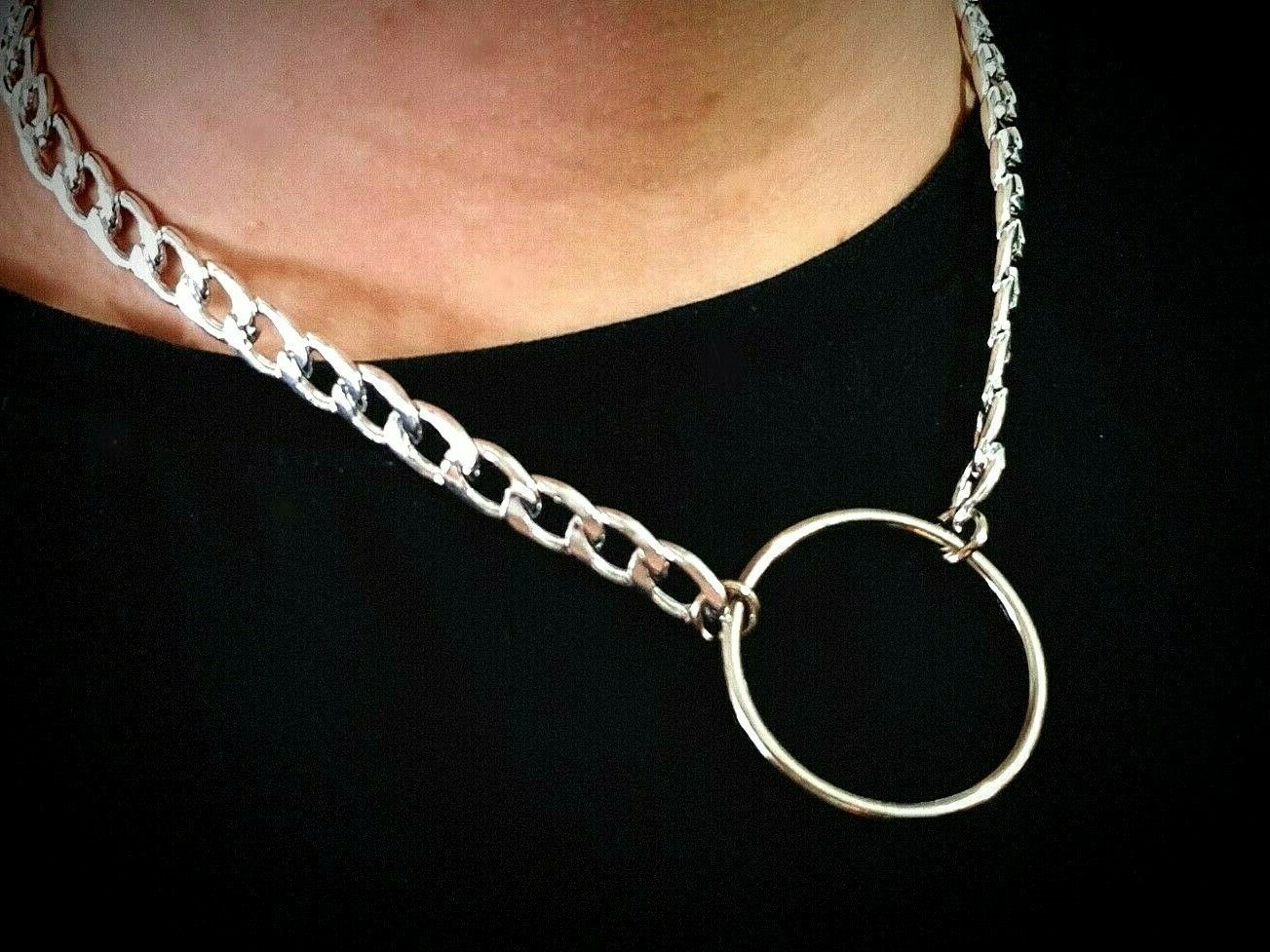 Collar Choker Necklace Pendant Ringed Curb Chain Metal Ethnic Punk Japanese