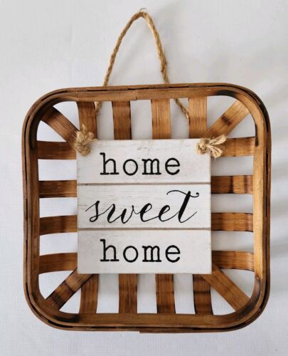 Home Sweet Home Basket Themed Wall Decor 10” x 10” Farmhouse Country