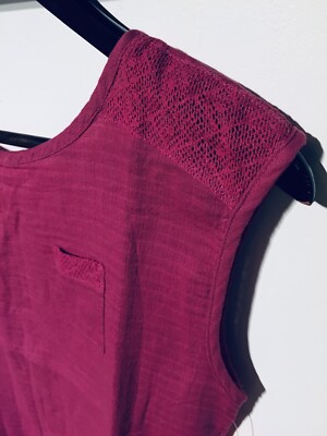 Haut Roxy Fille Framboise - Dos Boutonné Dentelle Lin Taille 14 XL