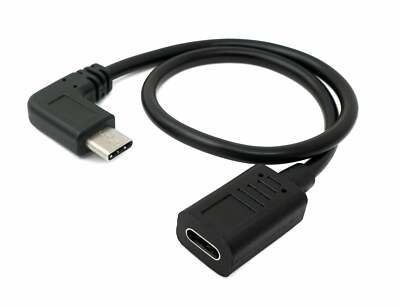 USB 3.1 Kabel 30 cm Typ C Stecker zu Buchse Winkel Adapter in Schwarz