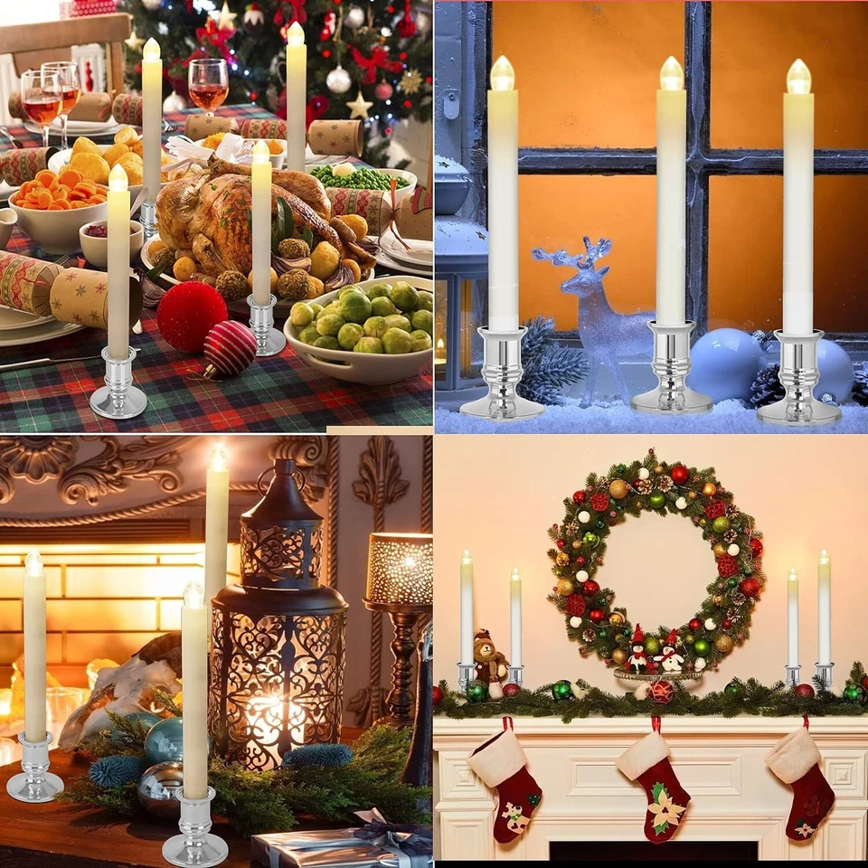 2/6/10/20Pcs  LED Taper Candle Light Battery Operated Flameless Window Candles - Image 4 of 4