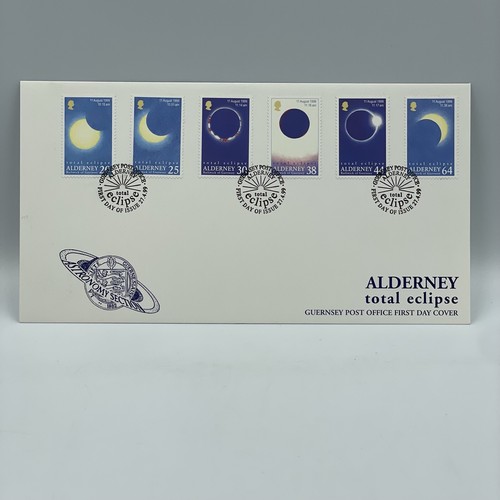 Alderney Guernsey First Day Cover Stamps • 'Total Eclipse' • Astronomy