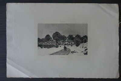 Gravure Originale CHABLIS - Revue L'Art - La Neige - Eau-Forte XIXème Siècle