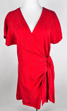 *NWT* AMADI for Anthropologie 'Miena Mini Wrap Dress' (Tencel) - XS, Red