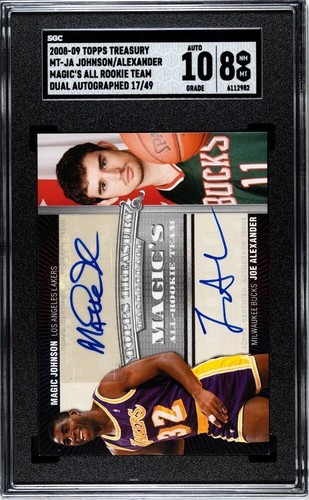 2008 TOPPS TREASURY MAGIC'S ALL ROOKIE TEAM #MT-JA MAGIC JOHNSON DUAL AUTO SGC 8