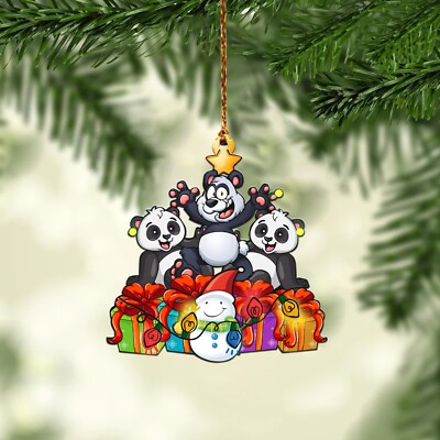 Panda light Christmas Ornament, Panda lover tree Christmas Ornament decor
