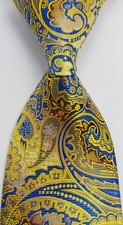New Floral Gold Blue Classic JACQUARD WOVEN 100 Silk Men's Tie Necktie