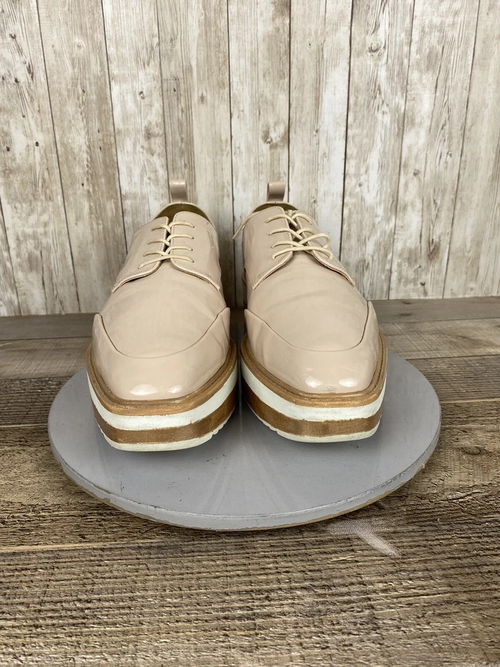 Zapatos de plataforma para mujer Zara Trafaluc rubor brillante talla EU 40 US 9,5/10 Foto 3 de 4