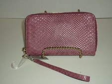 PINK TEXTURED ZIP AROUND PHONE CASE WALLET WRISTLET NEW SUPER CUTE