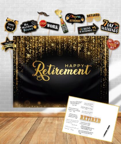 Happy Retirement Party Decorations Backdrop | Retirement Gift Signature Board...