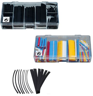 Schrumpfschlauch Set schwarz farbig 2:1 Sortiment Box 100 Stück Klappbox Kopp