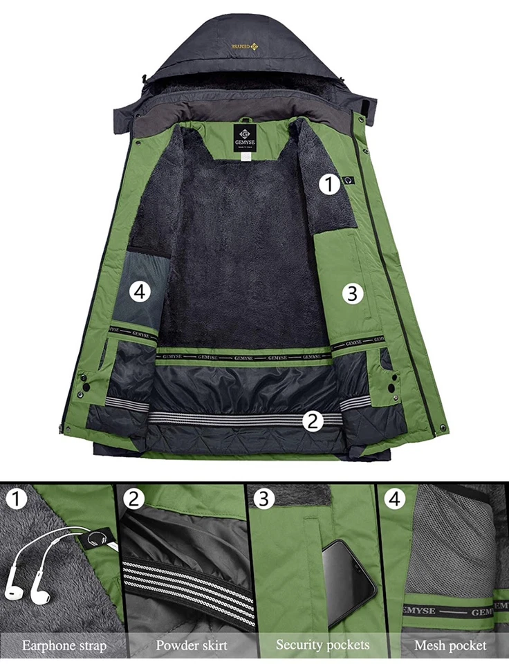 Hombre GEMYSE Montaña Impermeable Esquí Nieve Invierno Abrigo Chaqueta - Pequeño Foto 3 de 4