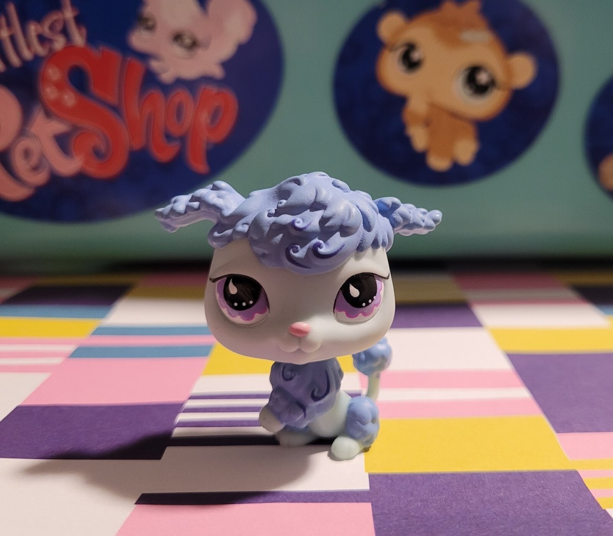 Littlest Pet Shop LPS 591 Poodle Puppy Dog Two Tone Blue