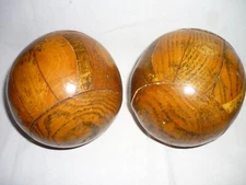 Antique handmade solid oak  ? wooden balls