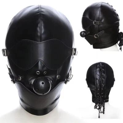 MARKENLOS Kopf Kapuze Maske Bondage Harness Atmungsaktive Mund Ball Gag Halloween Kostüm