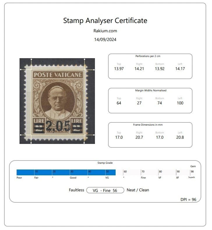 Estampillas de la Ciudad del Vaticano: 1934 Papa Pío XI 2l.05 sobre 2l marrón. Como nuevo SG37 CV £400 Foto 2 de 3
