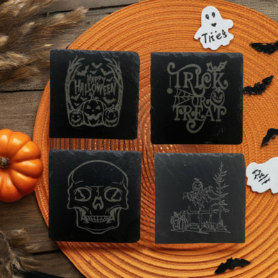 Slate Coaster Halloween Coaster Set Home Decor Barware Halloween Decorations
