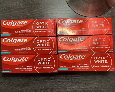Colgate Optic White Stain Fighter Toothpaste - Fresh Mint Gel  4.2oz (LOT OF 6)