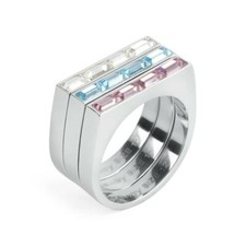 TRIS ANELLI BPH31 BROSWAY PHILOSOPHY ACCIAIO 316L ARGENTO E CRISTALLI SWAROVSKI 