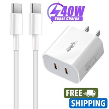 40W Fast Charger Block PD Cable USB C to Type-C Cable For iPhone 17 16 15 ProMax