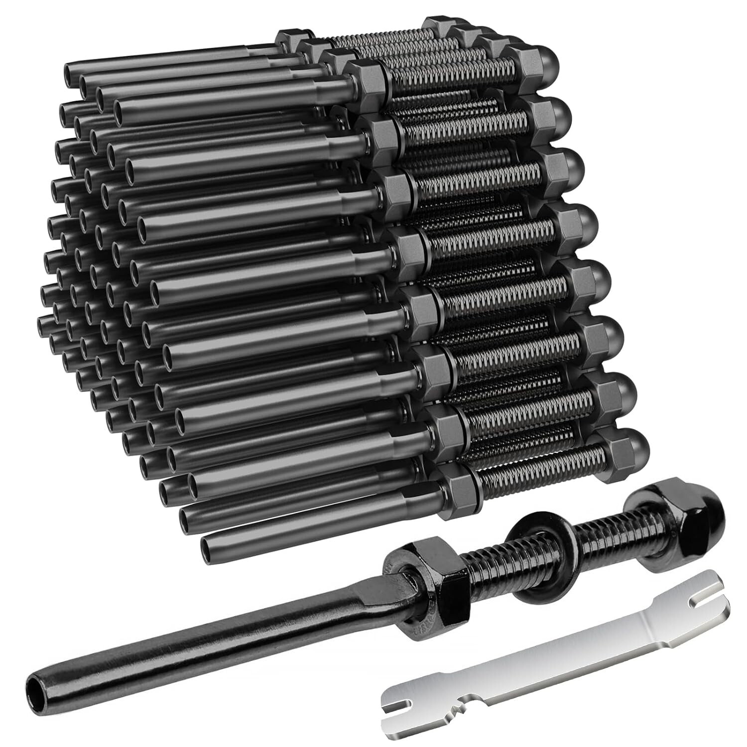 100X T316 Black Stainless Steel Hand Swage Tensioner for 3/16'' Cable Railing