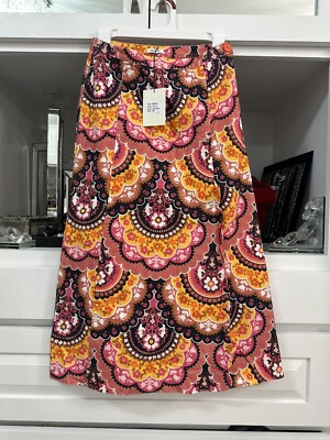 New (sample) Manoush Velvet Fall Printed Cotton Skirt H23VEJU Raspberry - US 4