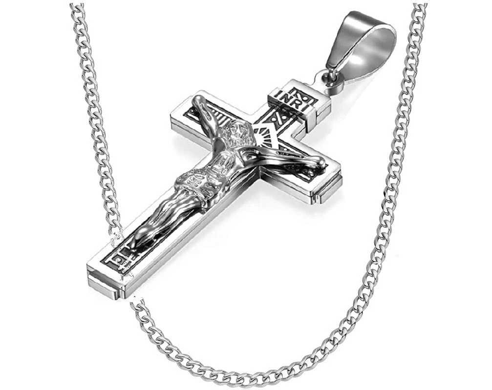 Stainless steel cross necklace best sale ebay