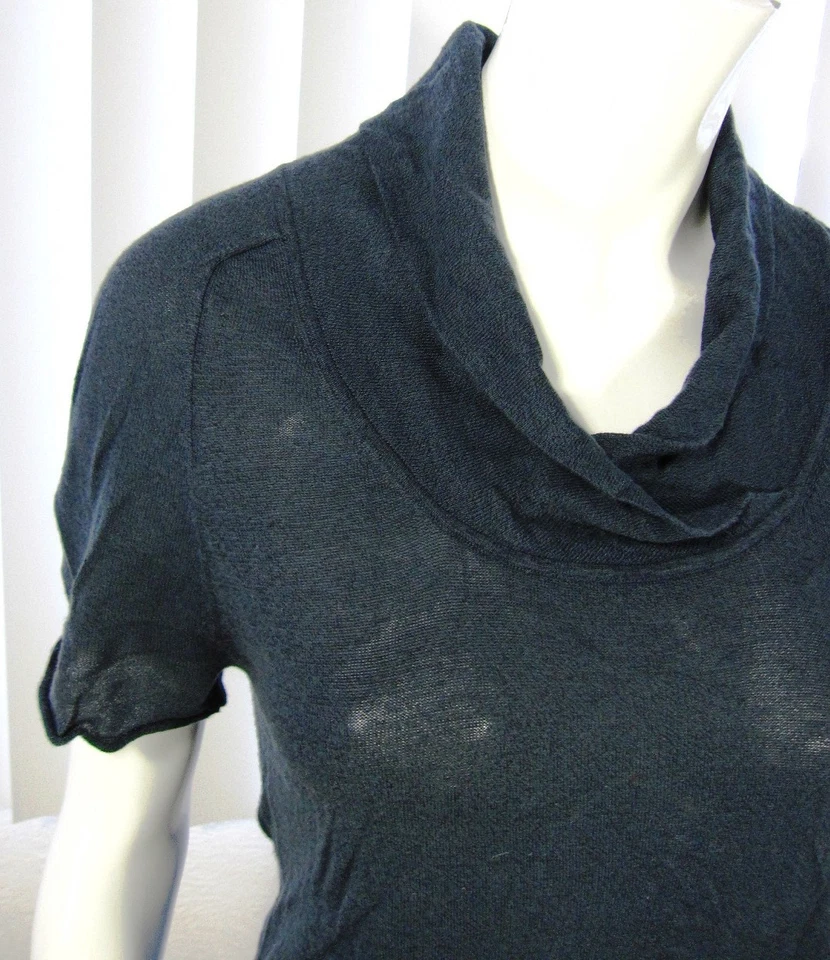 Barneys New York Short Sleeve Cowl Neck Sweater Size XS Extra Small Blue 007 - Image 3 of 4