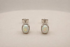 925 Sterling Silber Ohrstecker Weißer Opal O...