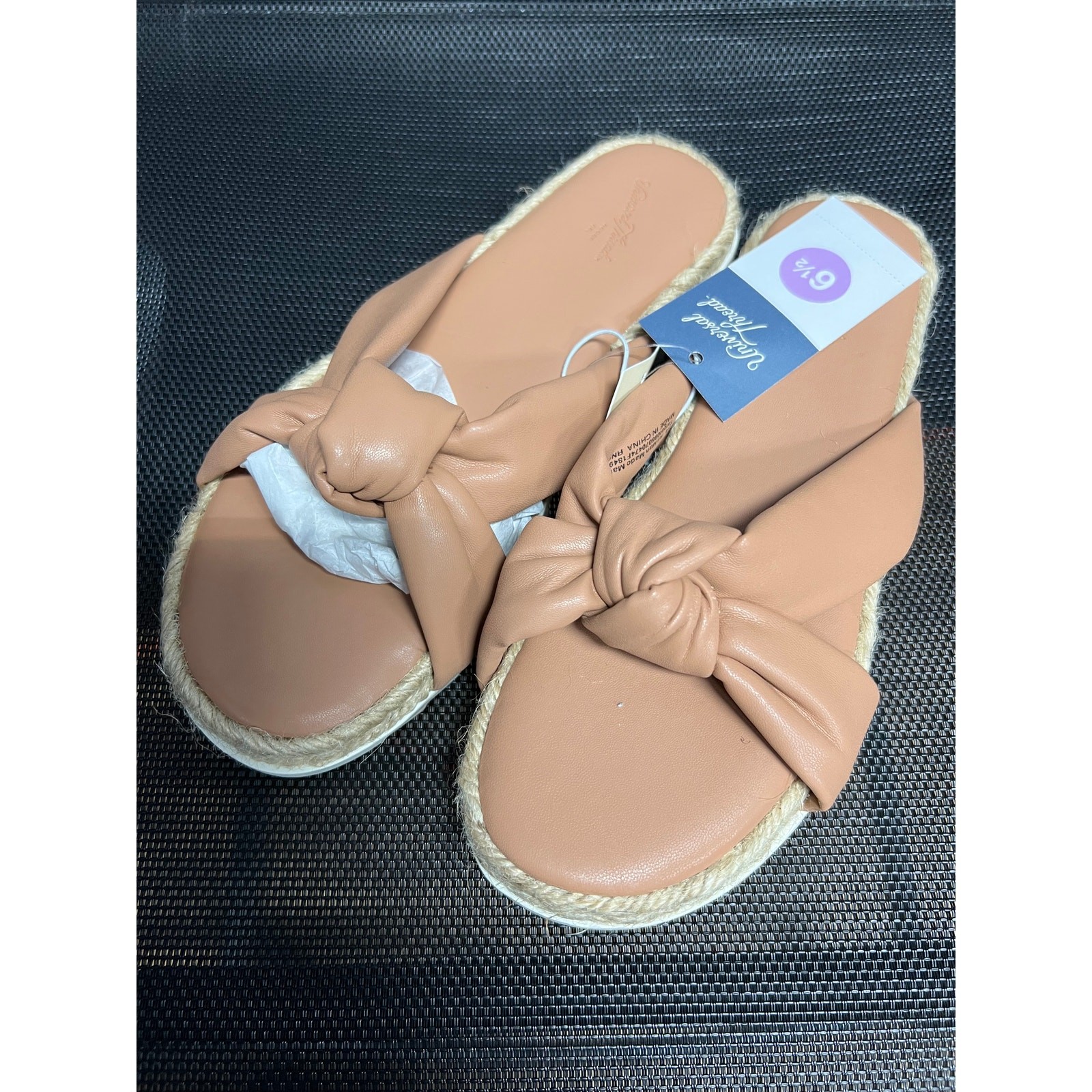 APL Sandali espadrillas donna nuovi con etichette universali filo marrone chiaro annodato taglia 6 5
