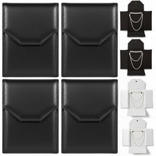 4 Pcs PU Leather Necklace Jewelry Display Folder 8x6 Inch Large Travel Jewelr...