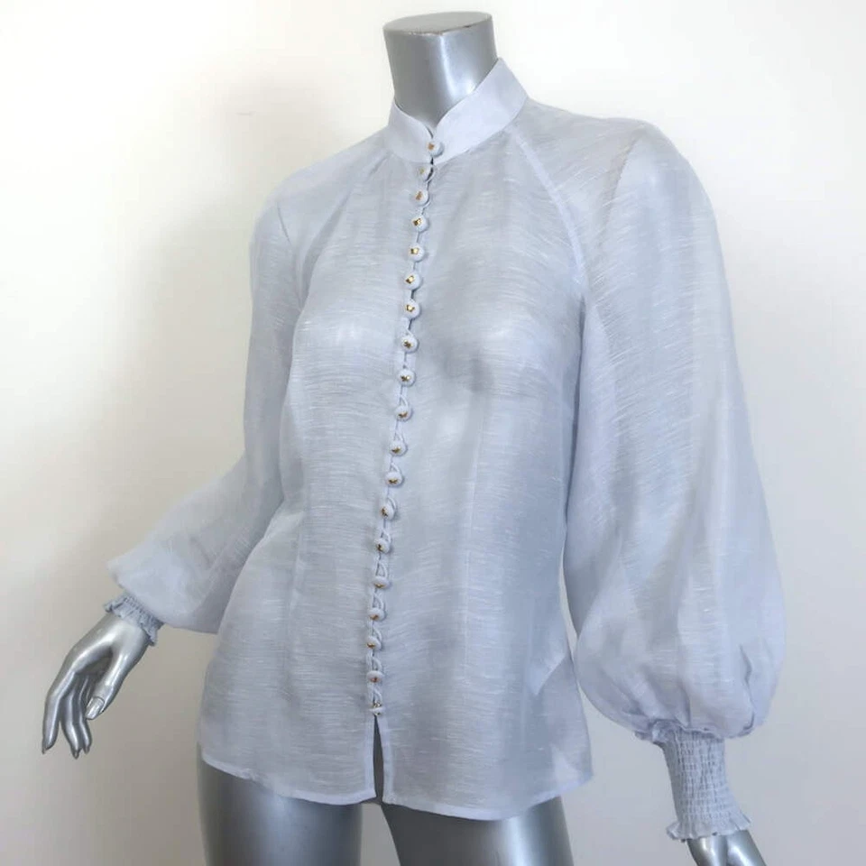 Blusa Zimmermann Luminosity Lantern Azul Cielo Talla 1 Blusa Manga Top Foto 4 de 4