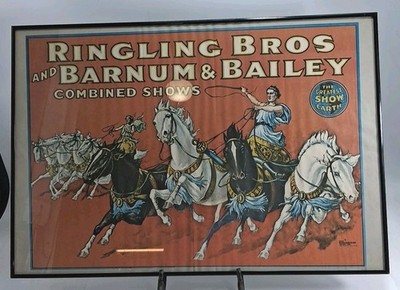Vtg RINGLING BROS.BARNUM BAILEY CIRCUS STROBRIDGE LITHO 24.5  x 17 Read Look