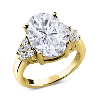 18K Yellow Gold Plated Silver Ring Set with Moissanite (5.53 Cttw)
