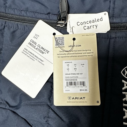 Ariat Women's M Blue PLATINUM PERFORMANCE Vest Crius Insulated Concealed Carry - Picture 7 of 13