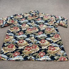 Vintage 80s Pierre Cardin Shirt Mens LT Multicolor Hawaiian Floral Short Sleeve