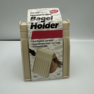 Fox Run Craftsmen Squeeze N Slice Bagel Holder Cutter USA Vintage Deadstock