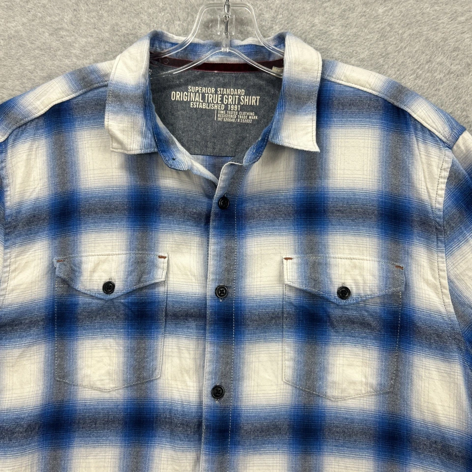 Camisa de Franela True Grit Grande Azul a Cuadros Vaquero Occidental Heritage Montaña Resistente Foto 2 de 4