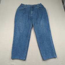 Vintage Lee Jeans Womens 18 Blue High Rise Union Made in USA Hemmed Mom Jean