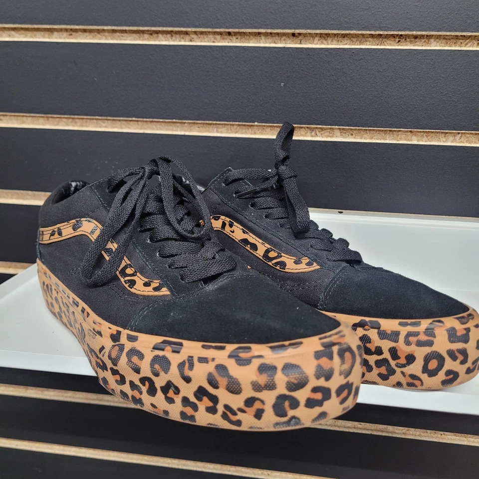 Old Skool Platform Vans Leopard Print Suede Womens 11/Mens 9.5 - Image 2 of 4