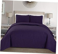 Mk Collection Solid Embossed Bedspread Bed Cover Over Full/Queen Dark Purple