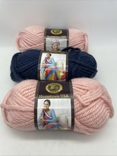 Lot Of 3 Lion Brand Yarn HOMETOWN USA Super Bulky Acrylic 2 Pink 1 Navy NEW