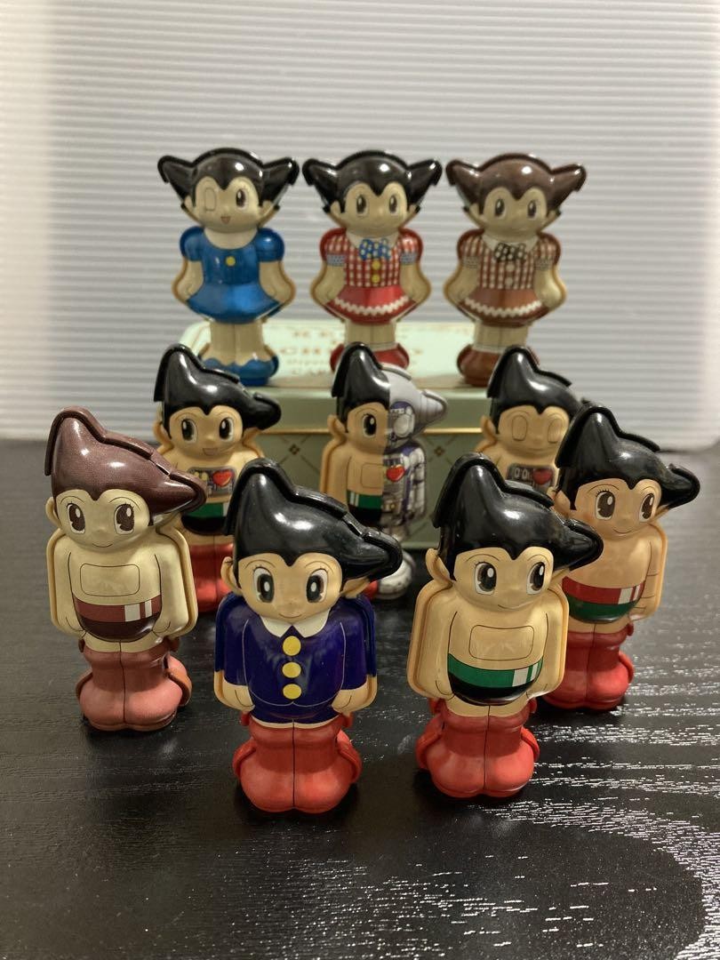 Vintage Astro Boy Atom Uran Tin Toy Figure Set of 10 Japan Meiji