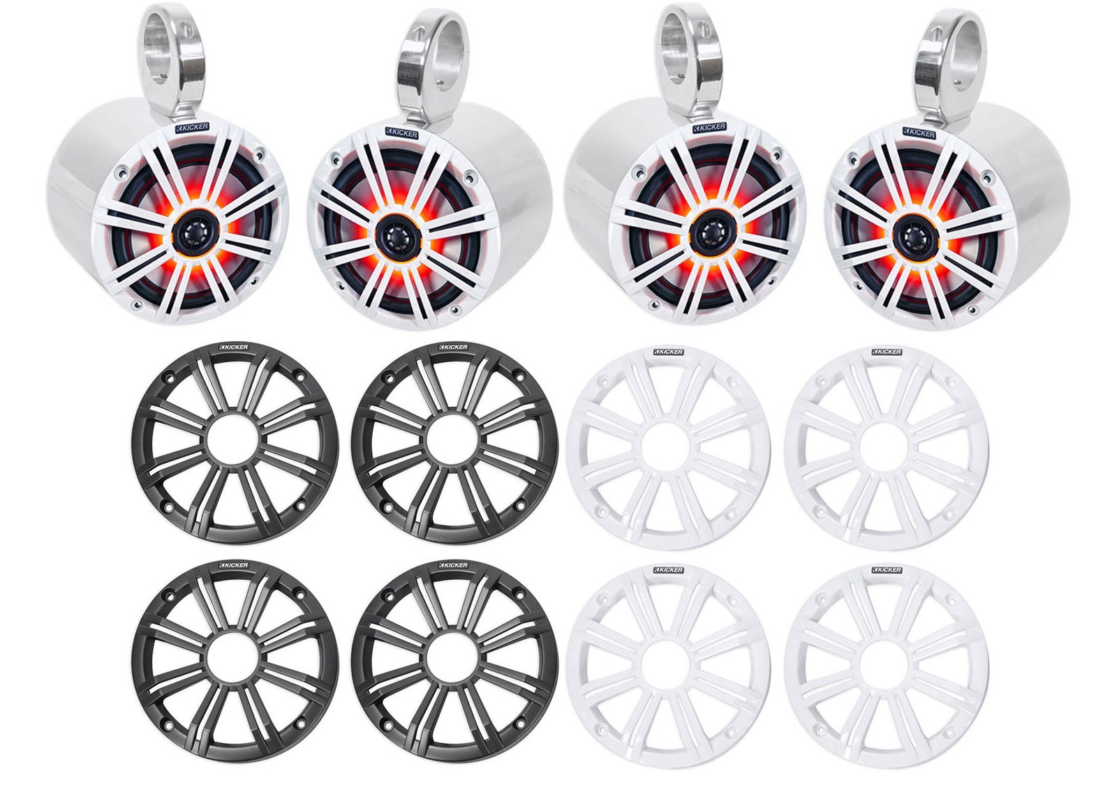 4 KICKER 45KM654L 65 390 Вт Серебристая башня для морского вейкбординга со светодиодными динамиками для лодок 9459000₽