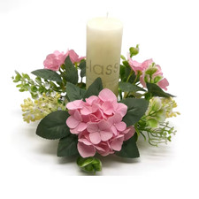 Artificial Hydrangea And Eucalyptus Candle Rings
